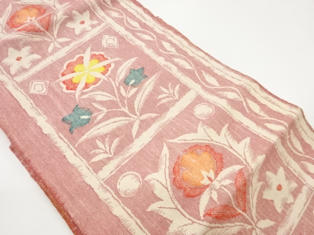 JAPANESE NAGOYA OBI / MAWATA TSUMUGI / WOVEN FLORAL PLANTS